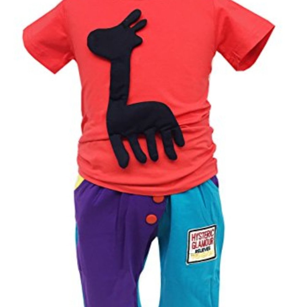 3D Giraffe Orange T-Shirt & Colorful Pants 2pcs Baby Outfit